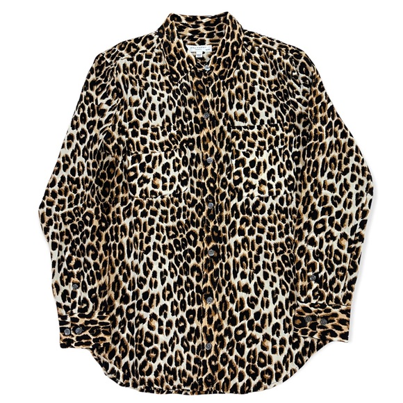 ⚡️SOLD⚡️Equipment Silk Shirt Top Femme Slim Signature Leopard Button Down Blouse - Picture 10 of 16